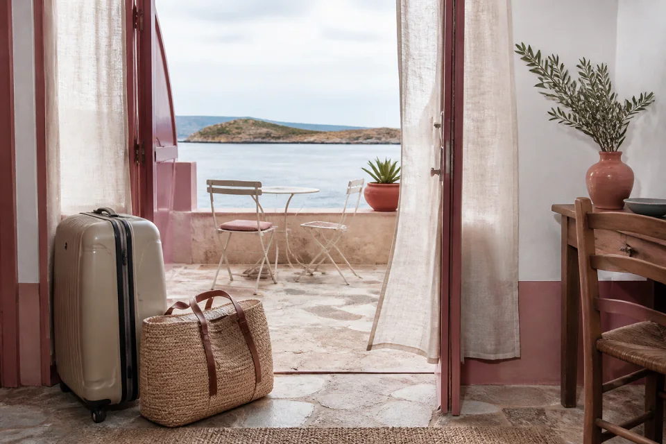 Bagages et hébergement pour un voyage de noces — illustration générée par IA