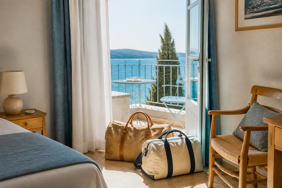 Bagages et hébergement pour un voyage de noces — illustration générée par IA