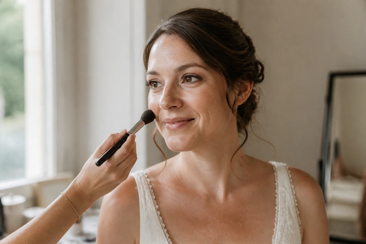 Préparation d’un maquillage de mariage — illustration générée par IA