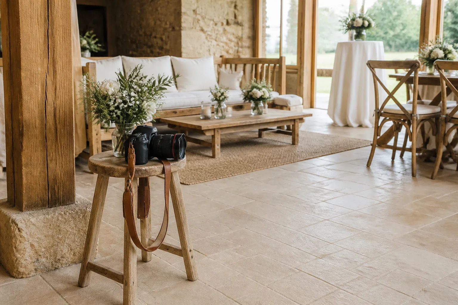 Appareil photo et accessoires de reportage de mariage — illustration générée par IA