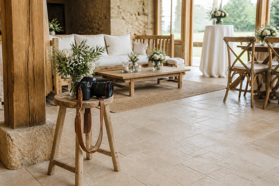 Appareil photo et accessoires de reportage de mariage — illustration générée par IA