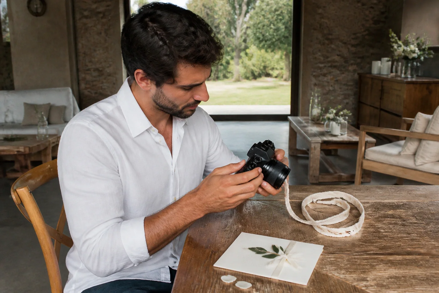 Appareil photo et accessoires de reportage de mariage — illustration générée par IA