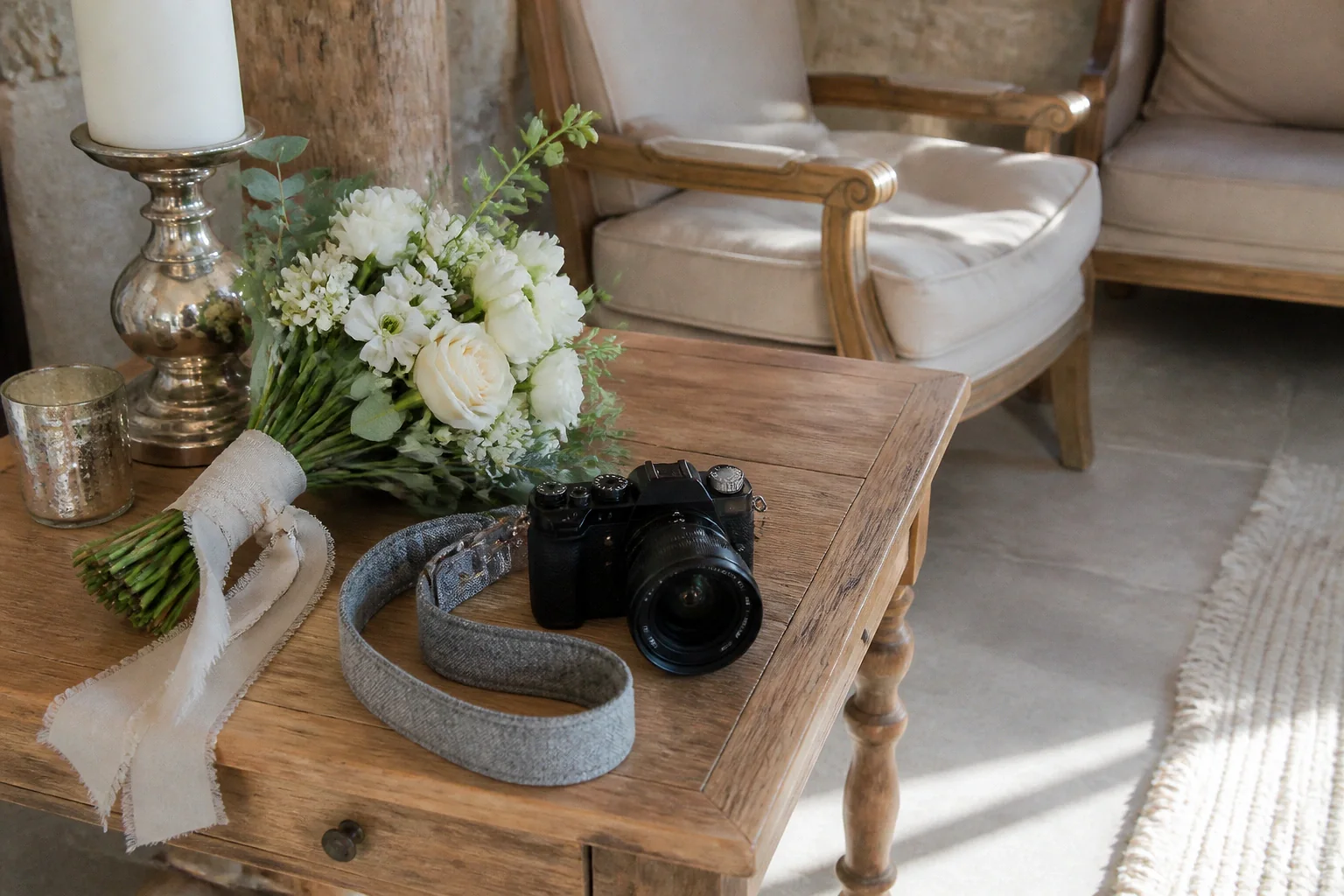 Appareil photo et accessoires de reportage de mariage — illustration générée par IA
