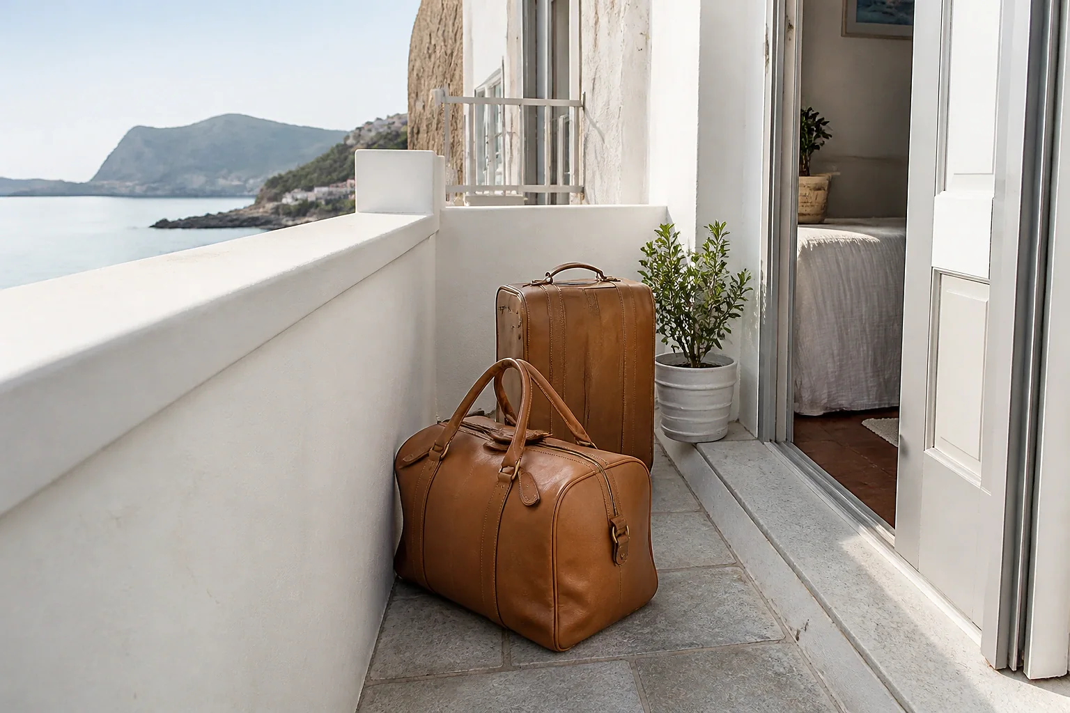 Bagages et hébergement pour un voyage de noces — illustration générée par IA