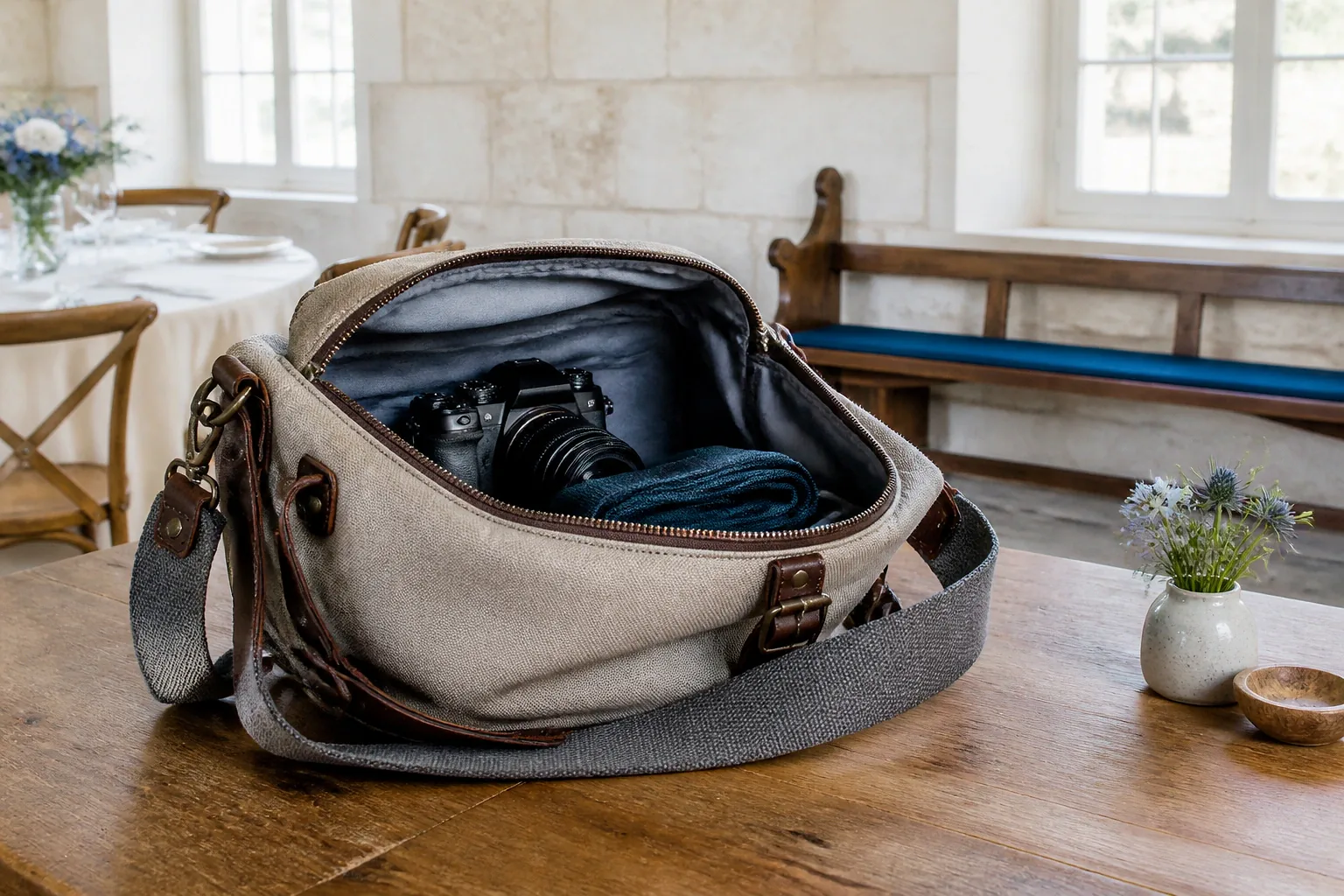 Appareil photo et accessoires de reportage de mariage — illustration générée par IA