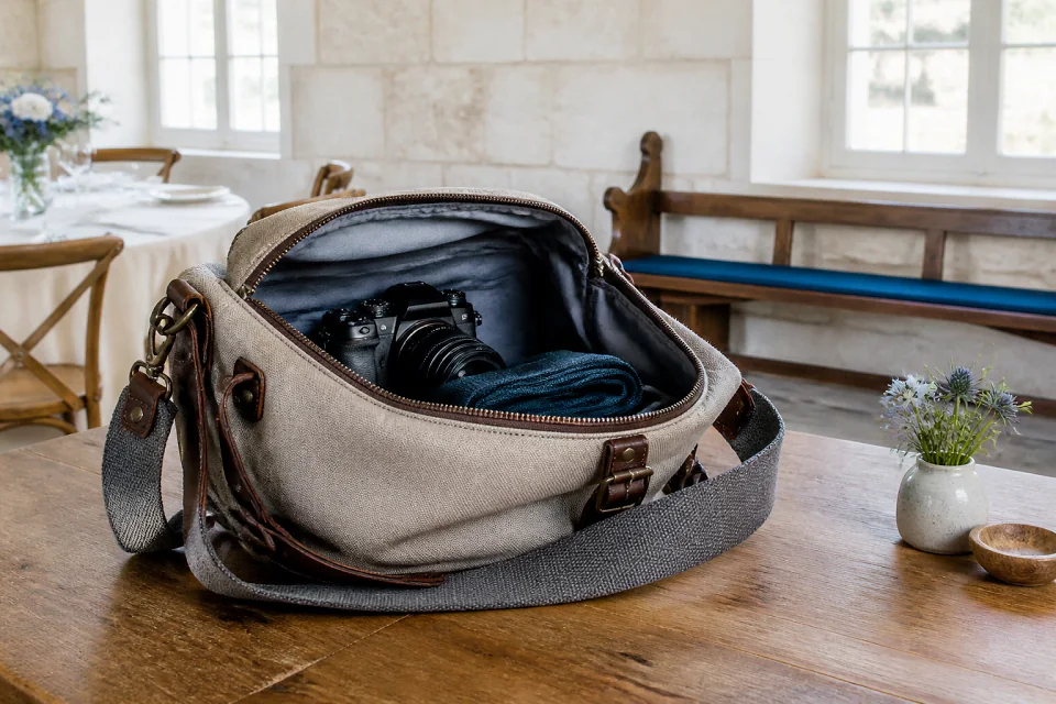 Appareil photo et accessoires de reportage de mariage — illustration générée par IA