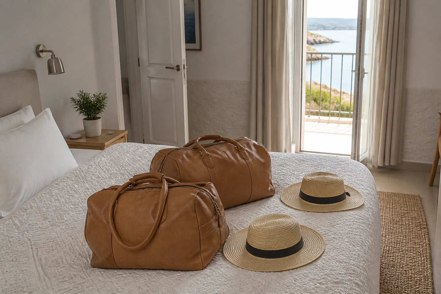 Bagages et hébergement pour un voyage de noces — illustration générée par IA