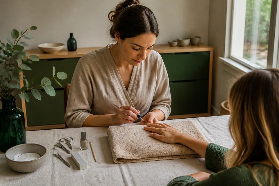 Préparation de soins esthétiques avant un mariage — illustration générée par IA