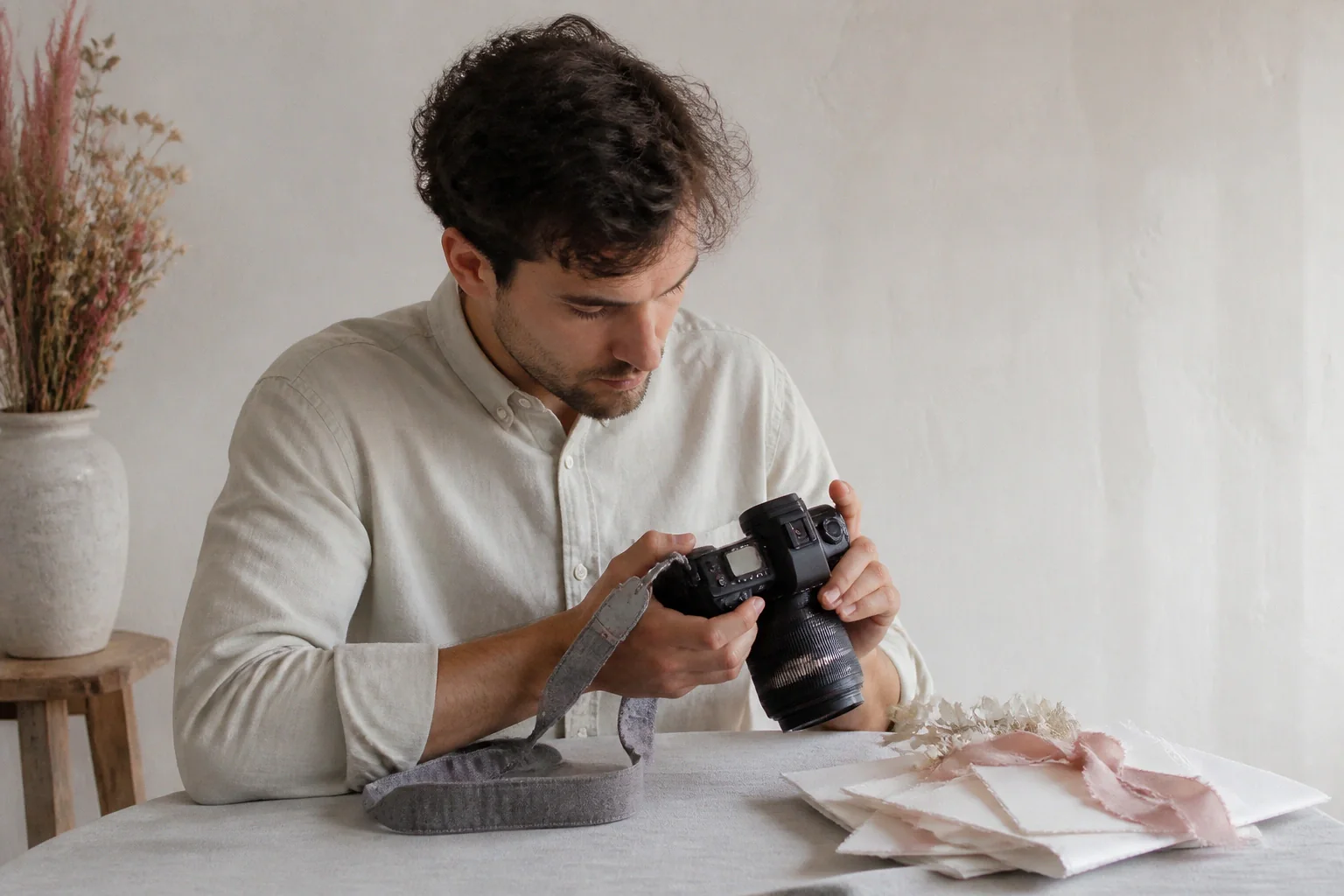 Appareil photo et accessoires de reportage de mariage — illustration générée par IA
