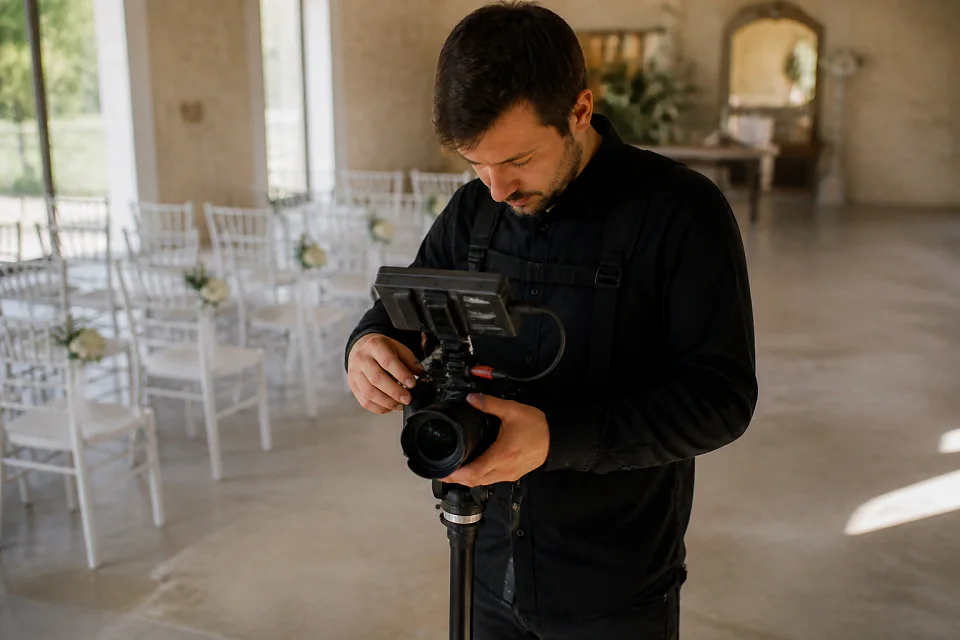 Matériel de tournage pour un film de mariage — illustration générée par IA