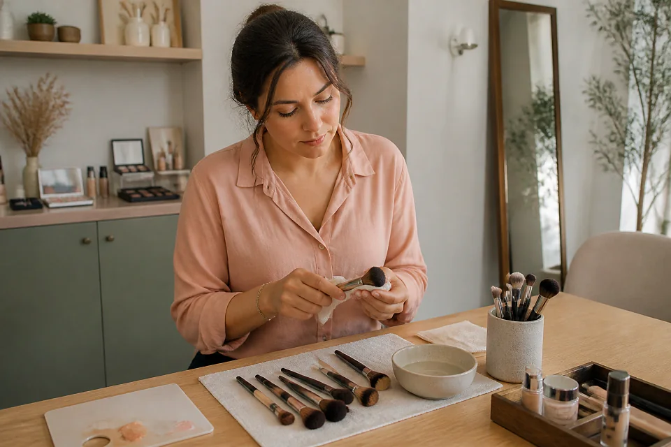 Préparation d’un maquillage de mariage — illustration générée par IA