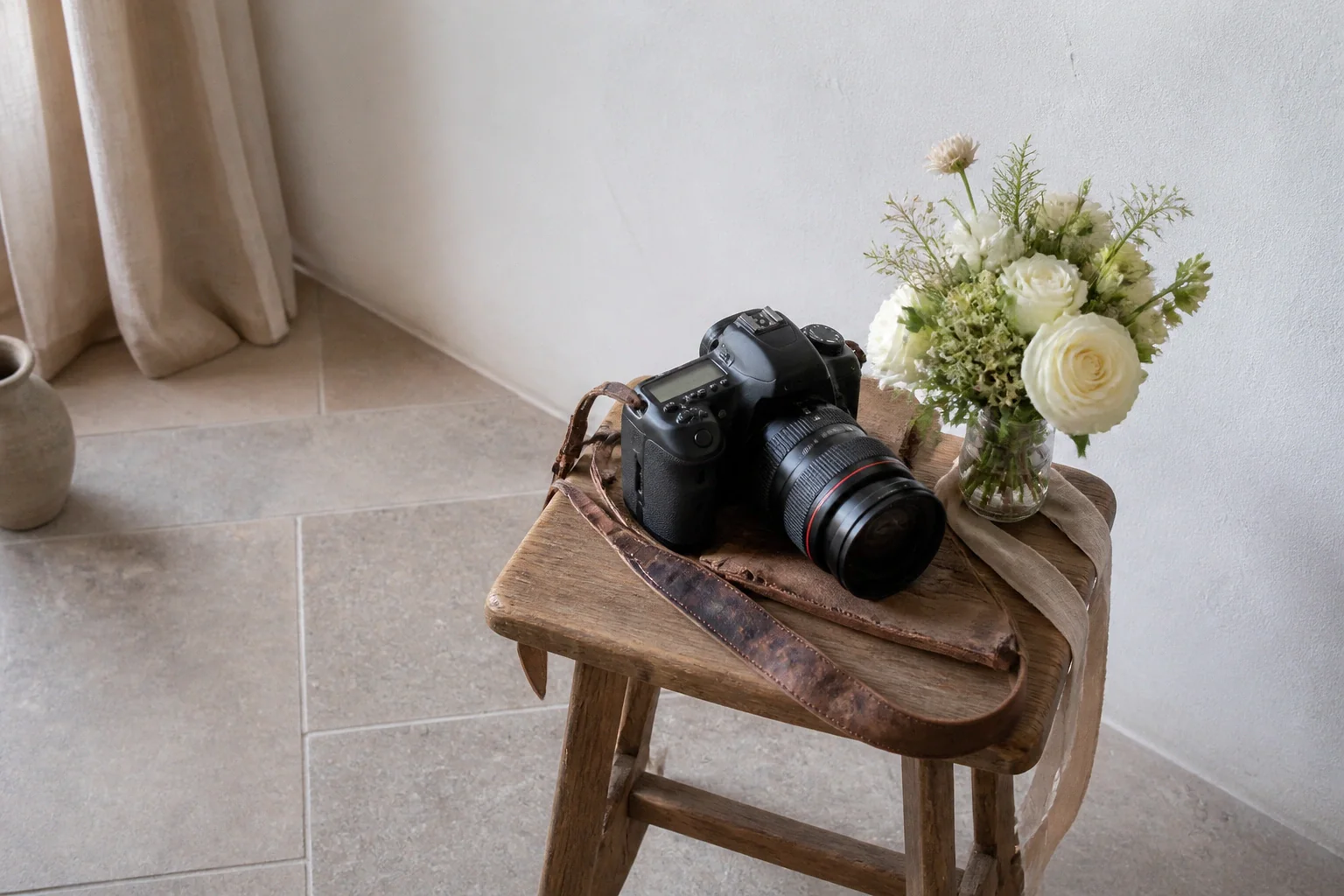 Appareil photo et accessoires de reportage de mariage — illustration générée par IA