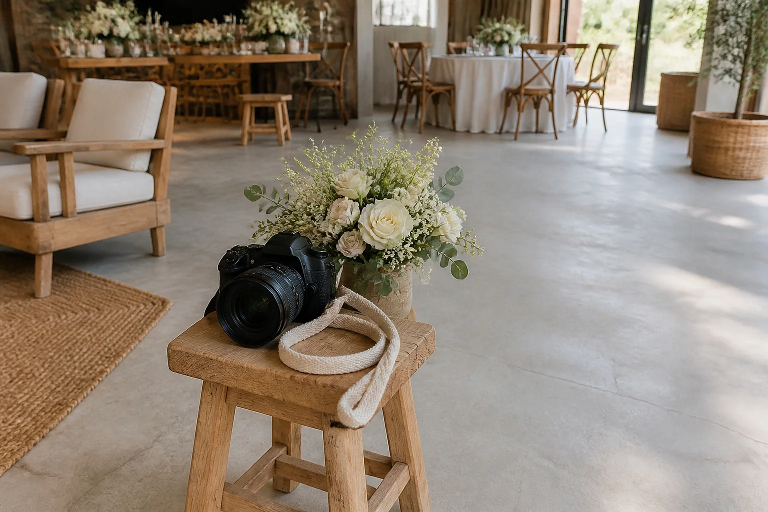 Appareil photo et accessoires de reportage de mariage — illustration générée par IA