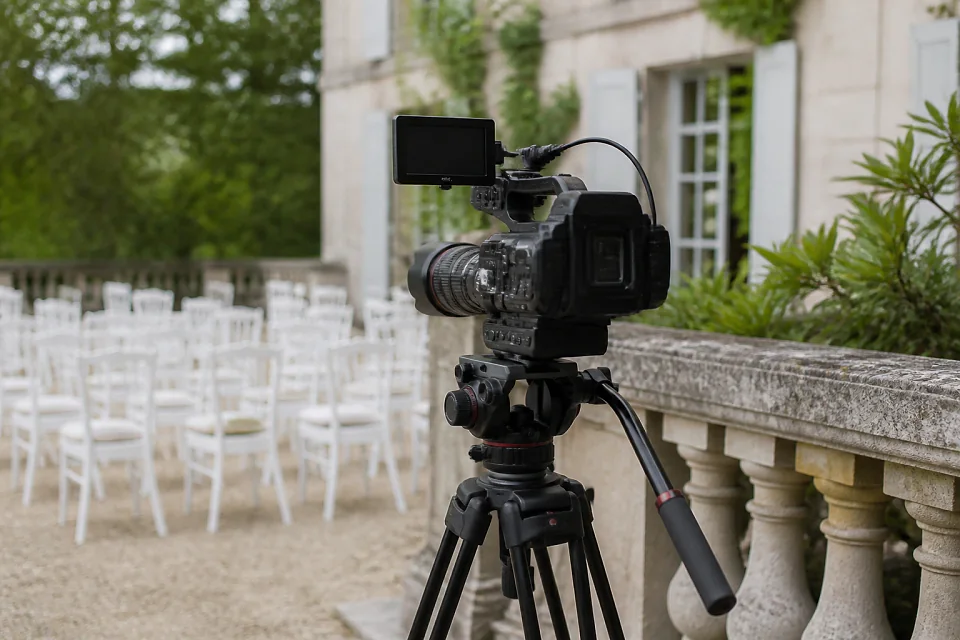 Matériel de tournage pour un film de mariage — illustration générée par IA