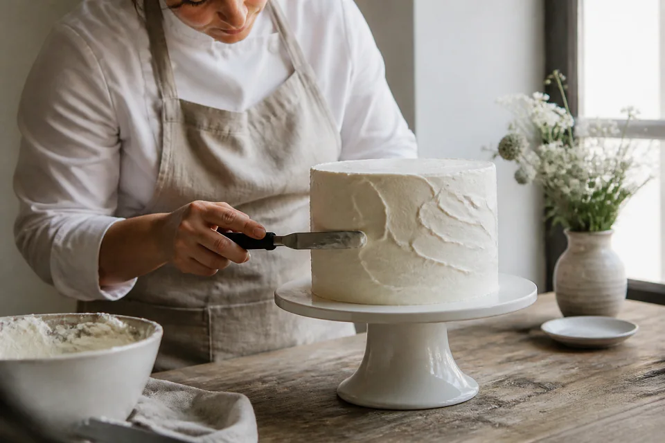 Gâteau de mariage préparé dans un atelier — illustration générée par IA