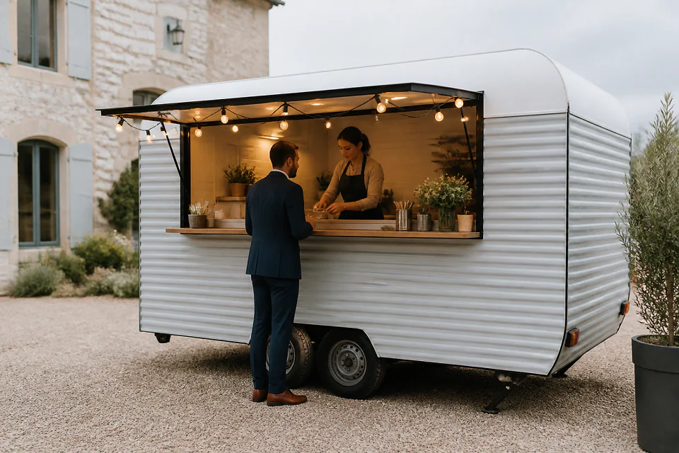 Service mobile de restauration pour une réception — illustration générée par IA
