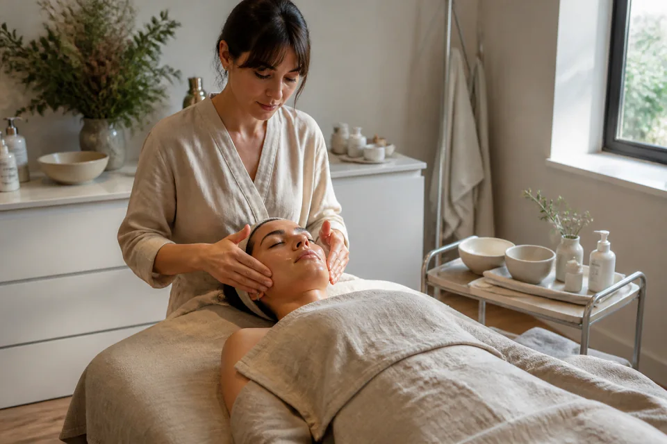 Préparation de soins esthétiques avant un mariage — illustration générée par IA