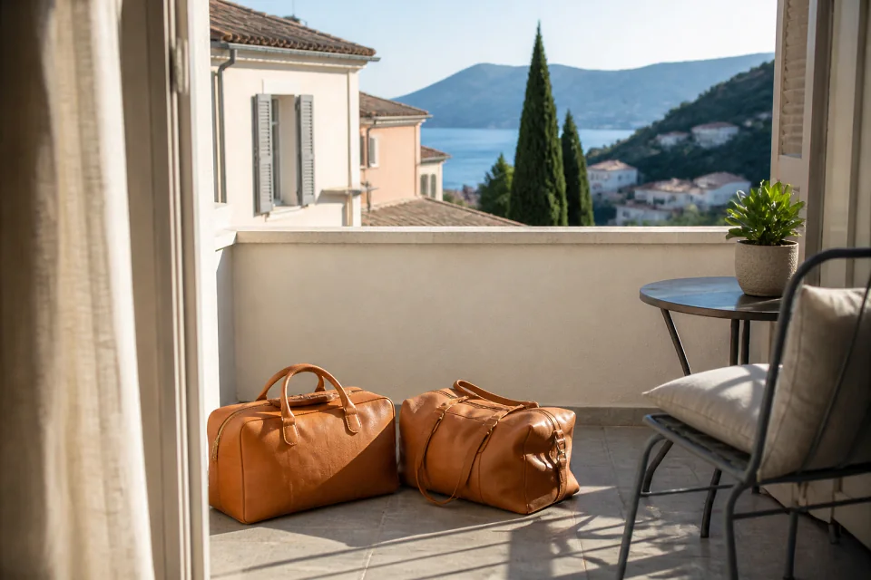 Bagages et hébergement pour un voyage de noces — illustration générée par IA
