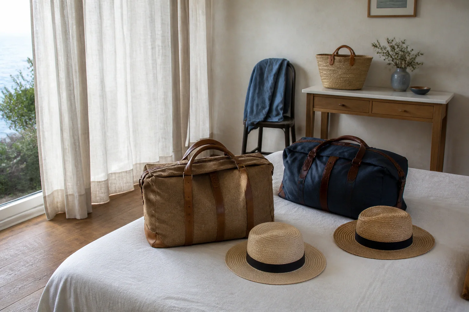 Bagages et hébergement pour un voyage de noces — illustration générée par IA