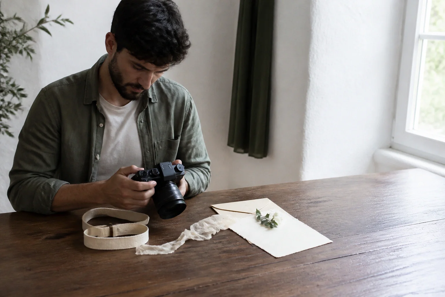 Appareil photo et accessoires de reportage de mariage — illustration générée par IA