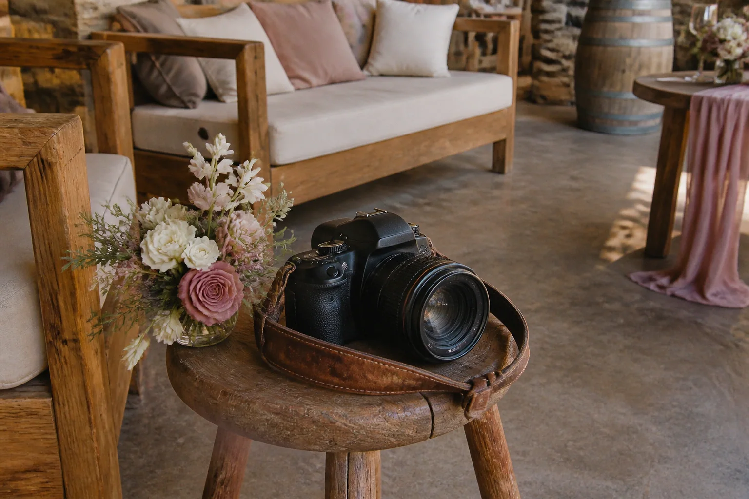 Appareil photo et accessoires de reportage de mariage — illustration générée par IA