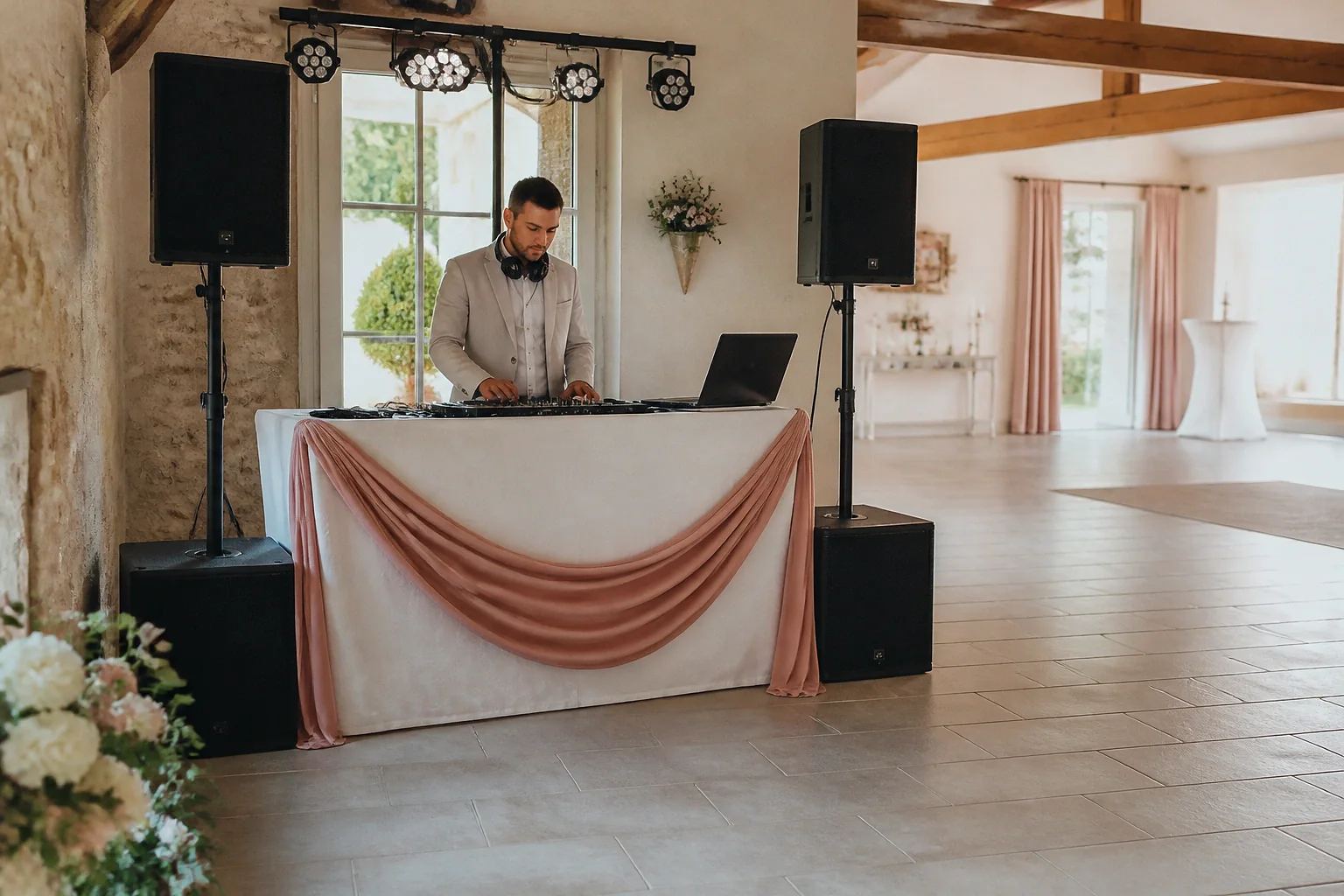Préparation musicale d’une soirée de mariage — illustration générée par IA