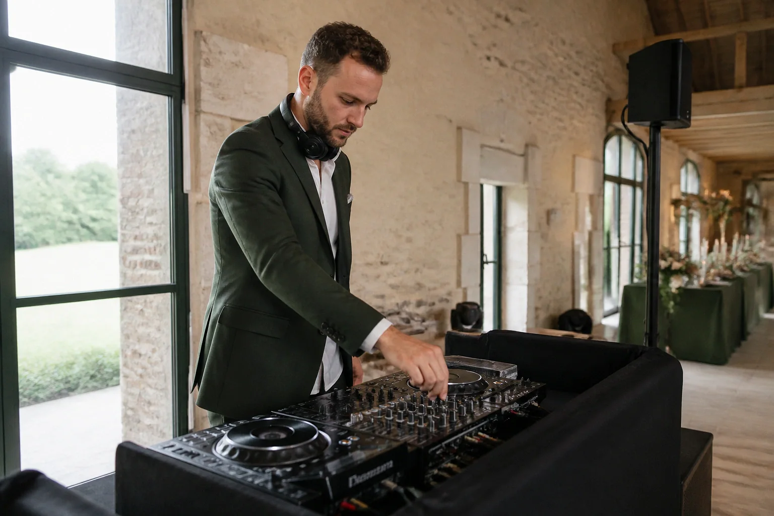 Préparation musicale d’une soirée de mariage — illustration générée par IA