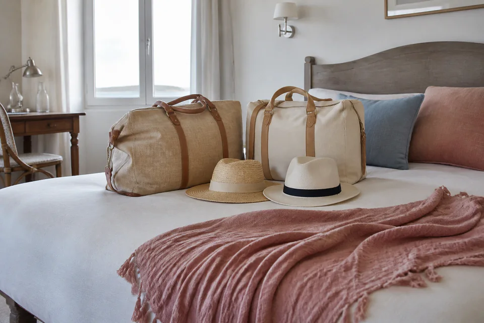 Bagages et hébergement pour un voyage de noces — illustration générée par IA