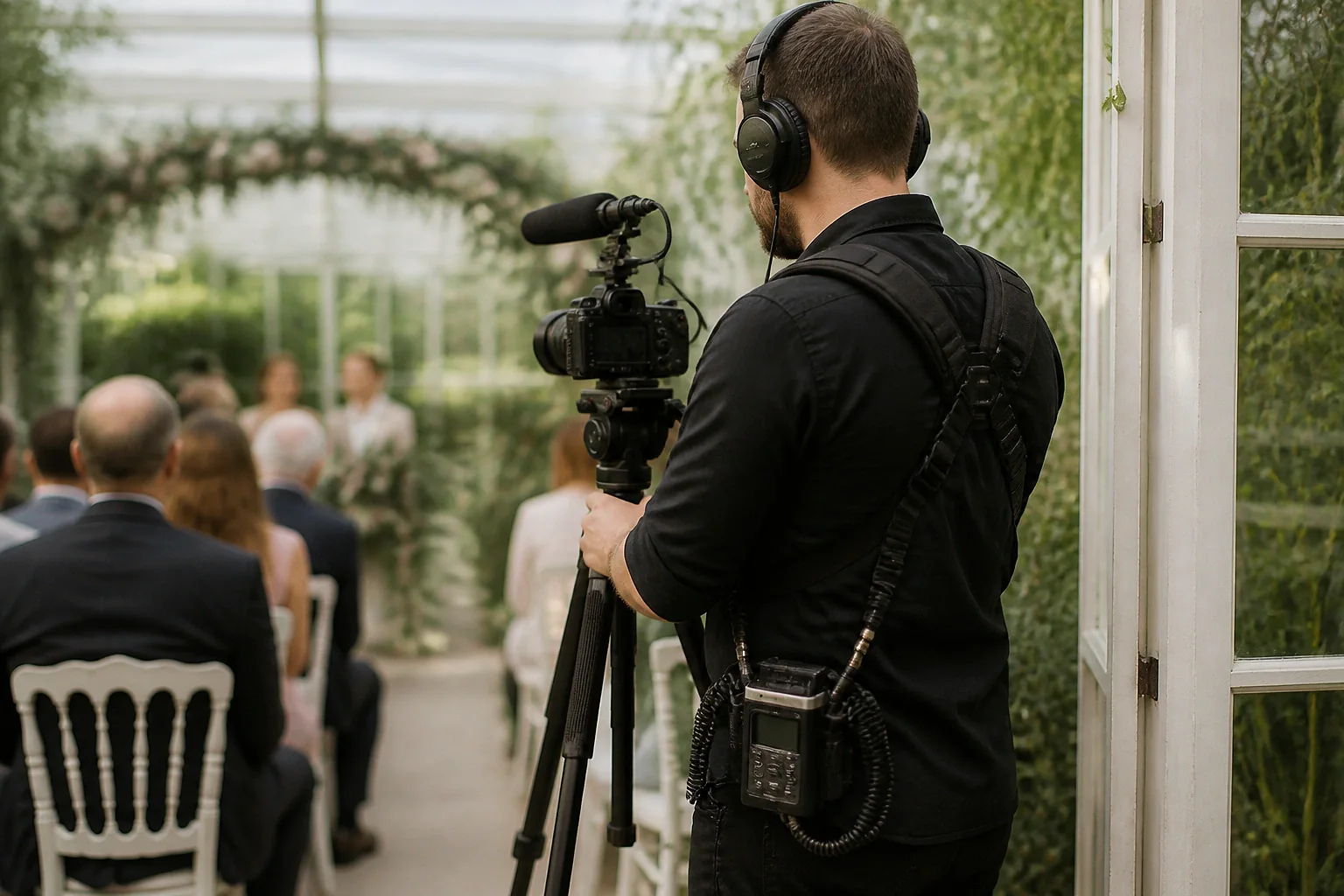 Matériel de tournage pour un film de mariage — illustration générée par IA