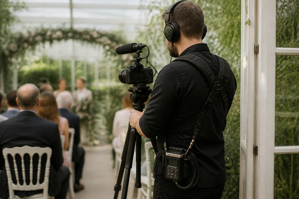Matériel de tournage pour un film de mariage — illustration générée par IA