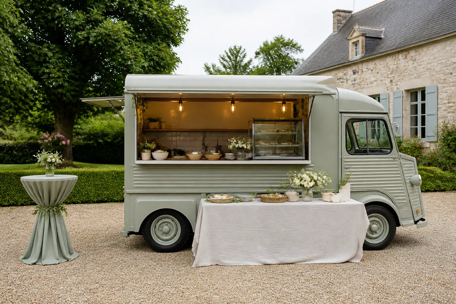 Service mobile de restauration pour une réception — illustration générée par IA