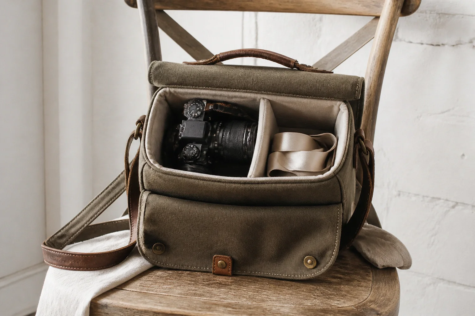 Appareil photo et accessoires de reportage de mariage — illustration générée par IA