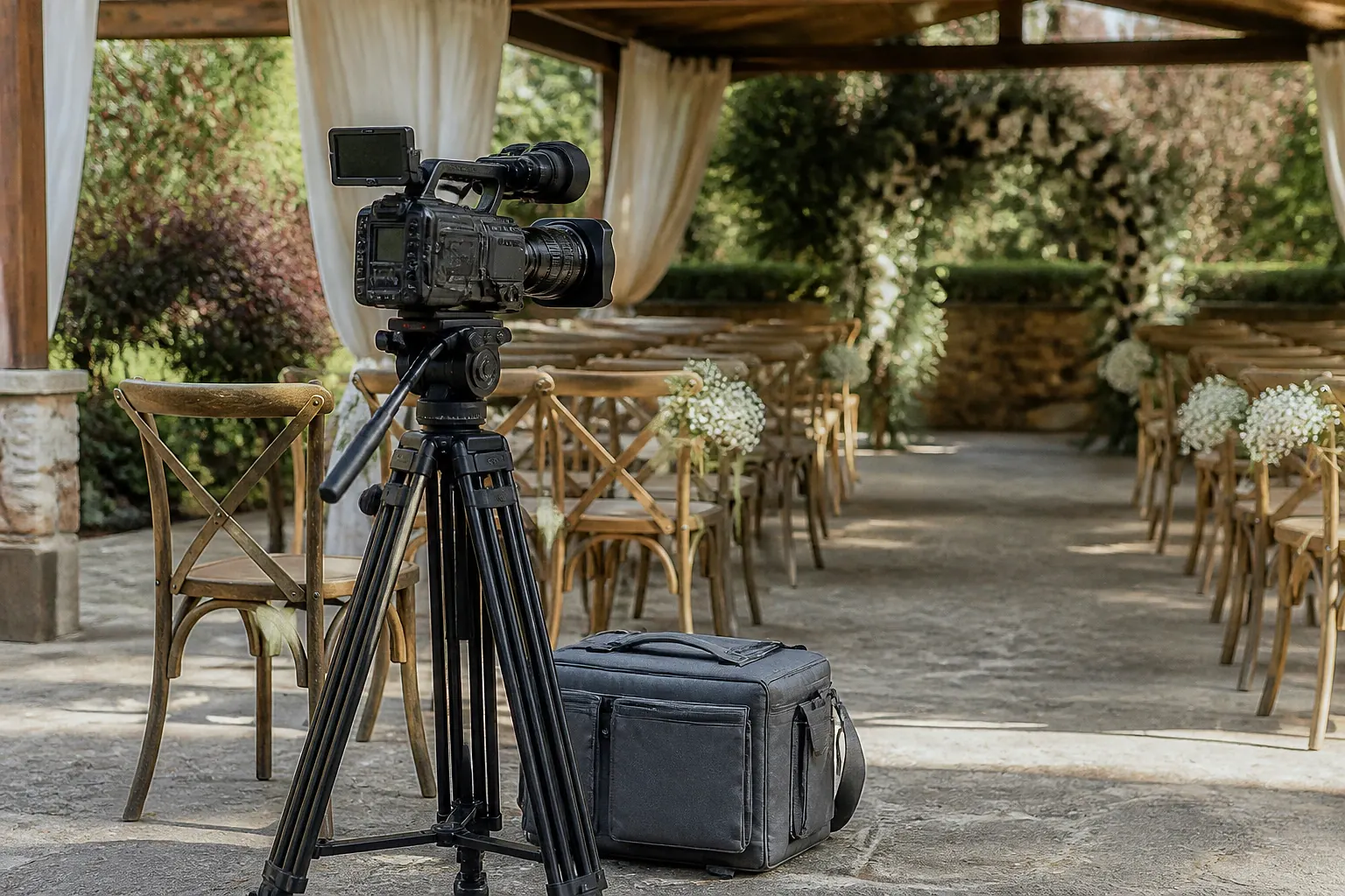 Matériel de tournage pour un film de mariage — illustration générée par IA