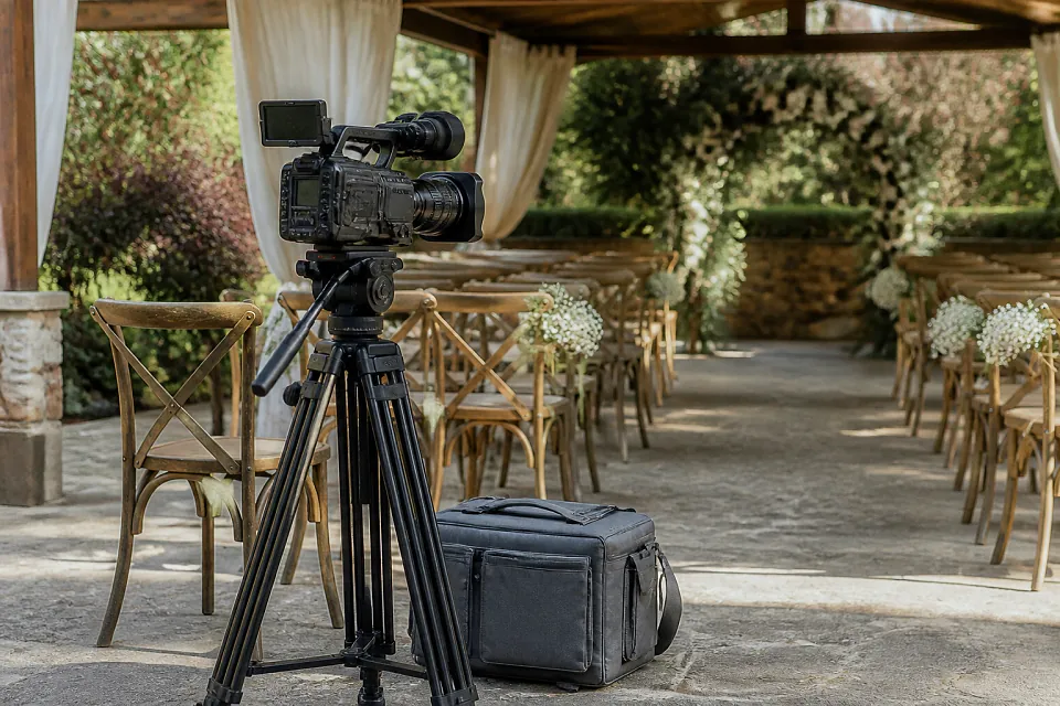 Matériel de tournage pour un film de mariage — illustration générée par IA