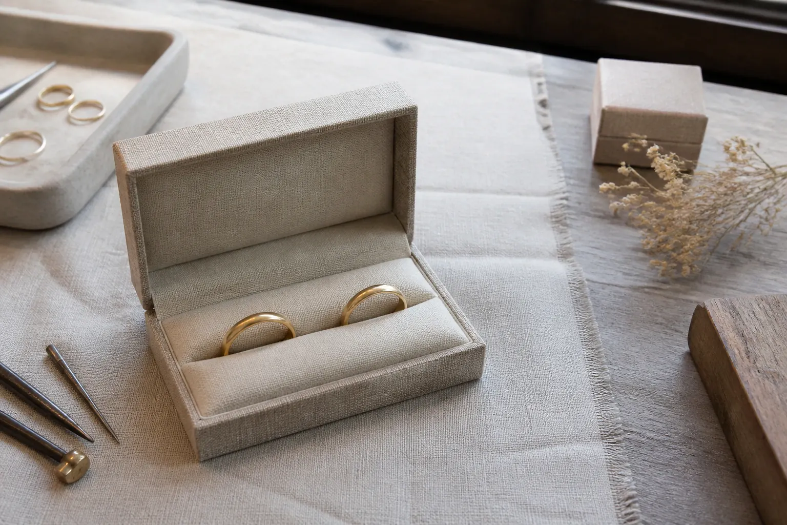 Alliances et travail de bijouterie de mariage — illustration générée par IA
