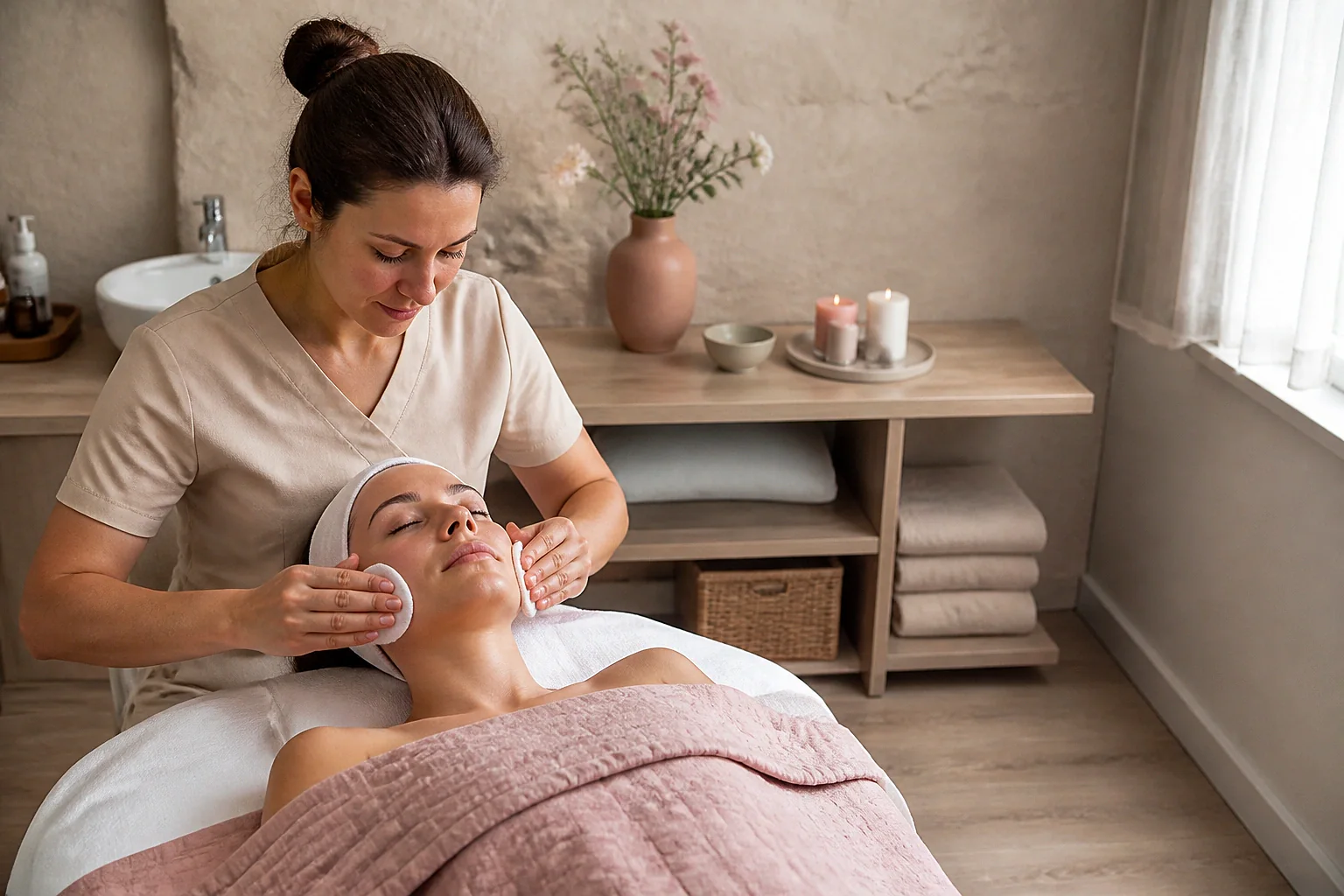 Préparation de soins esthétiques avant un mariage — illustration générée par IA