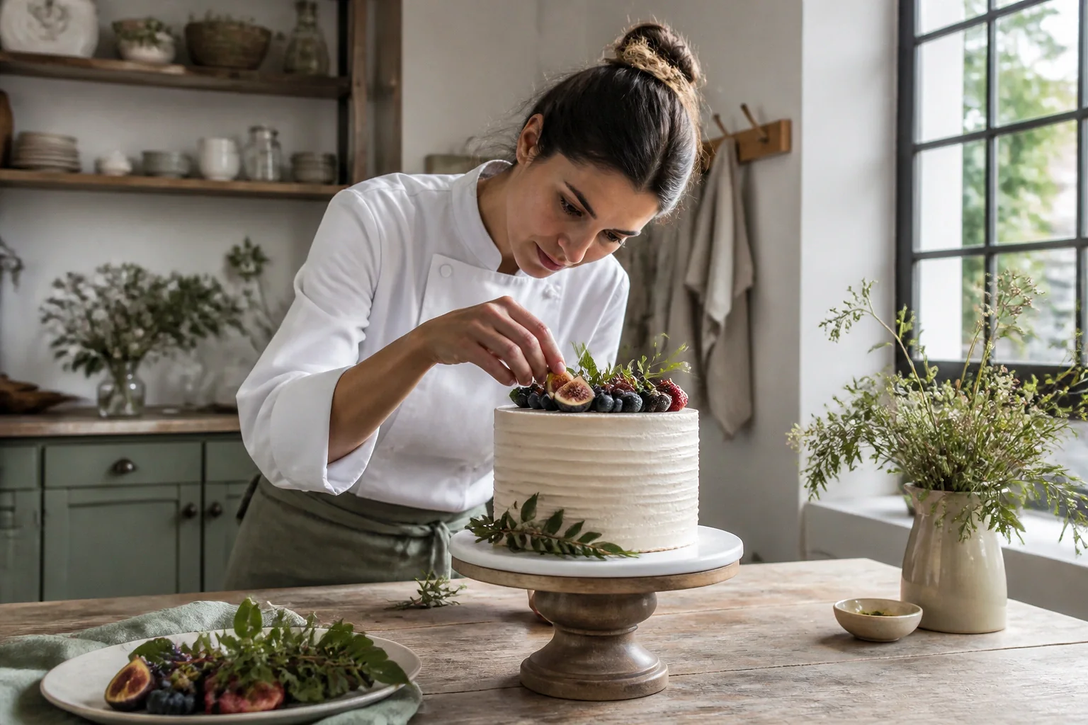 Gâteau de mariage préparé dans un atelier — illustration générée par IA