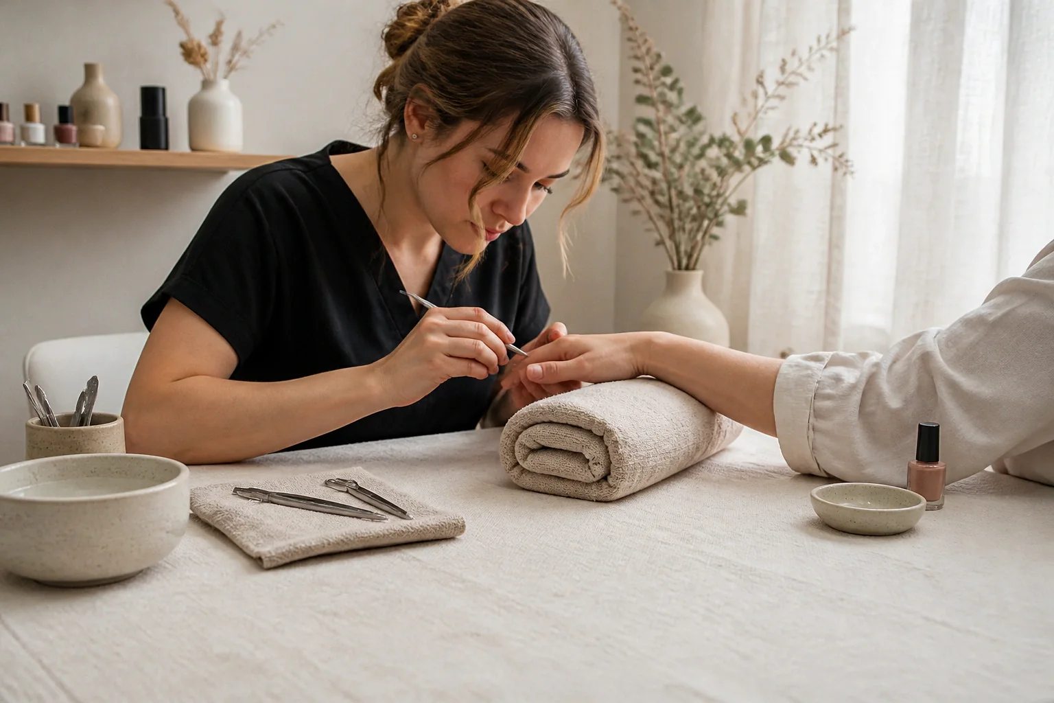 Préparation de soins esthétiques avant un mariage — illustration générée par IA