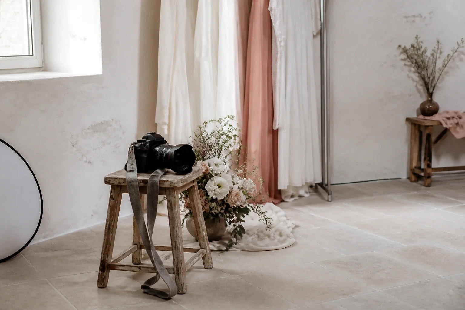 Appareil photo et accessoires de reportage de mariage — illustration générée par IA