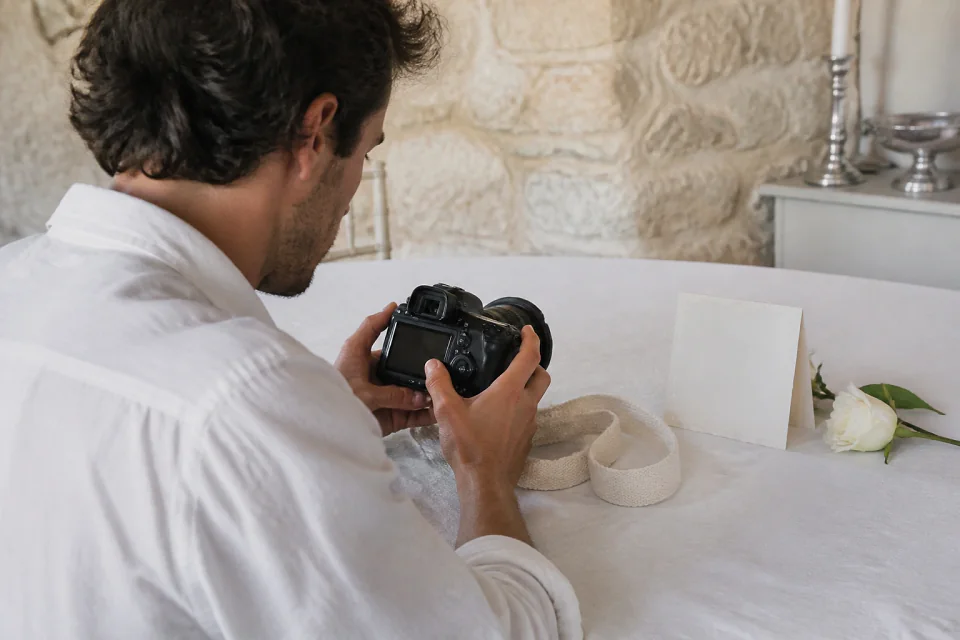 Appareil photo et accessoires de reportage de mariage — illustration générée par IA