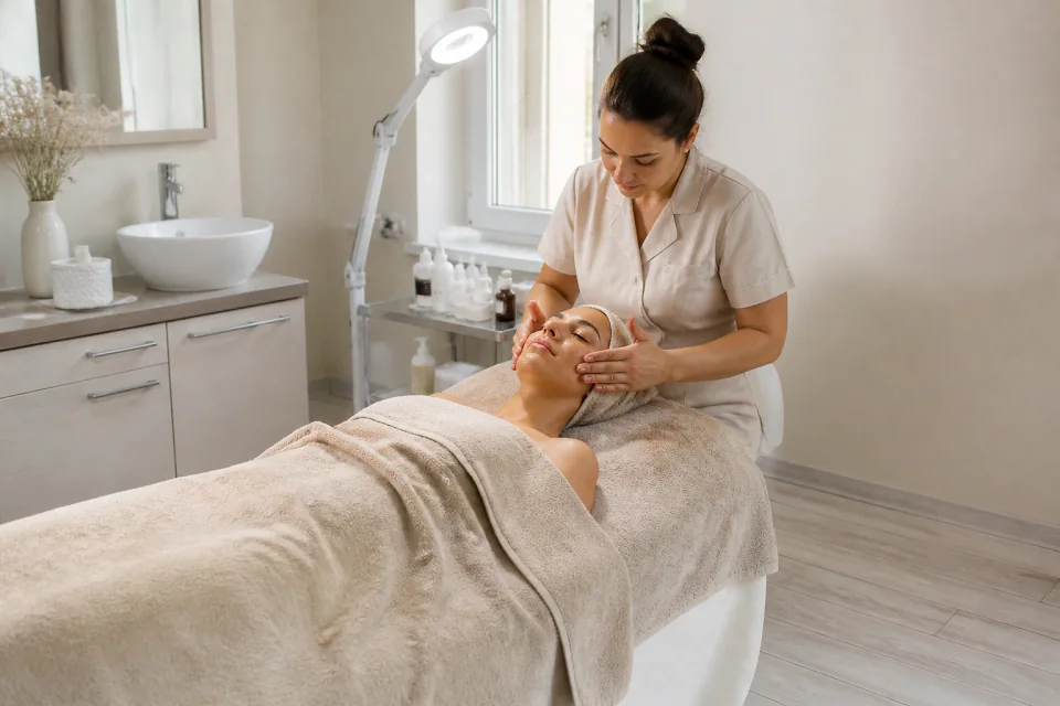 Préparation de soins esthétiques avant un mariage — illustration générée par IA