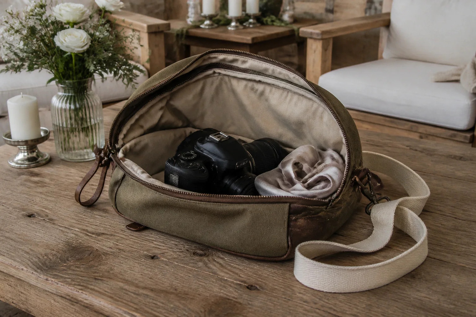 Appareil photo et accessoires de reportage de mariage — illustration générée par IA