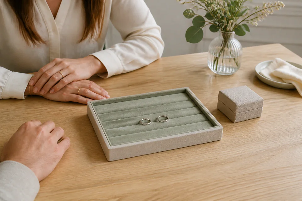 Alliances et travail de bijouterie de mariage — illustration générée par IA
