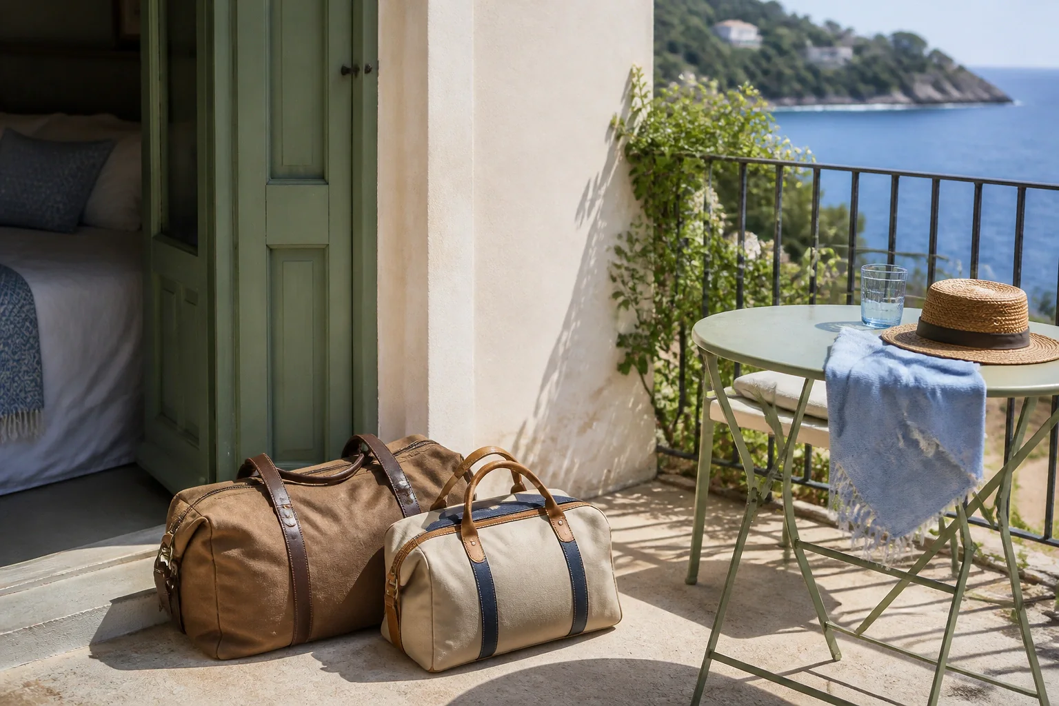 Bagages et hébergement pour un voyage de noces — illustration générée par IA