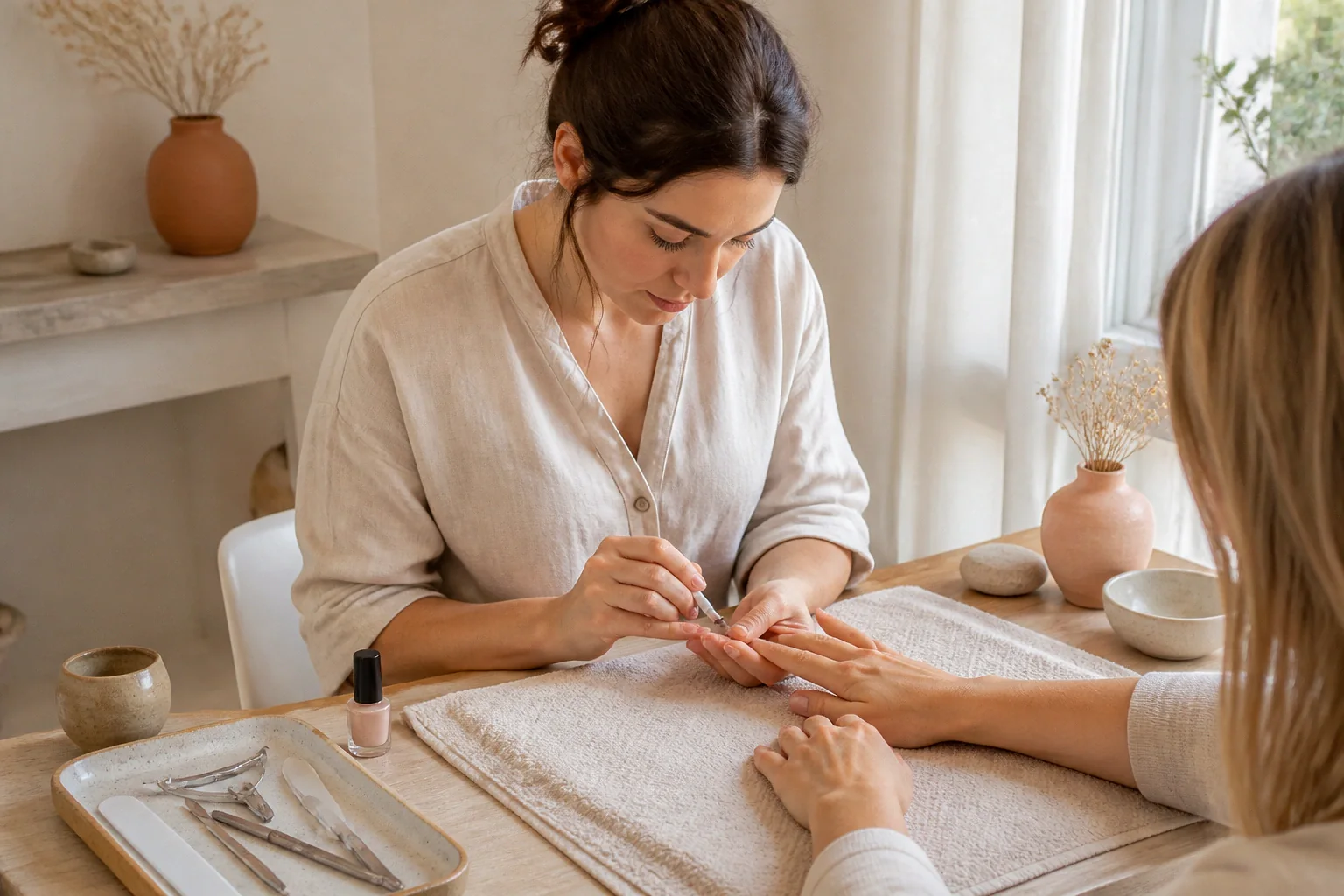 Préparation de soins esthétiques avant un mariage — illustration générée par IA