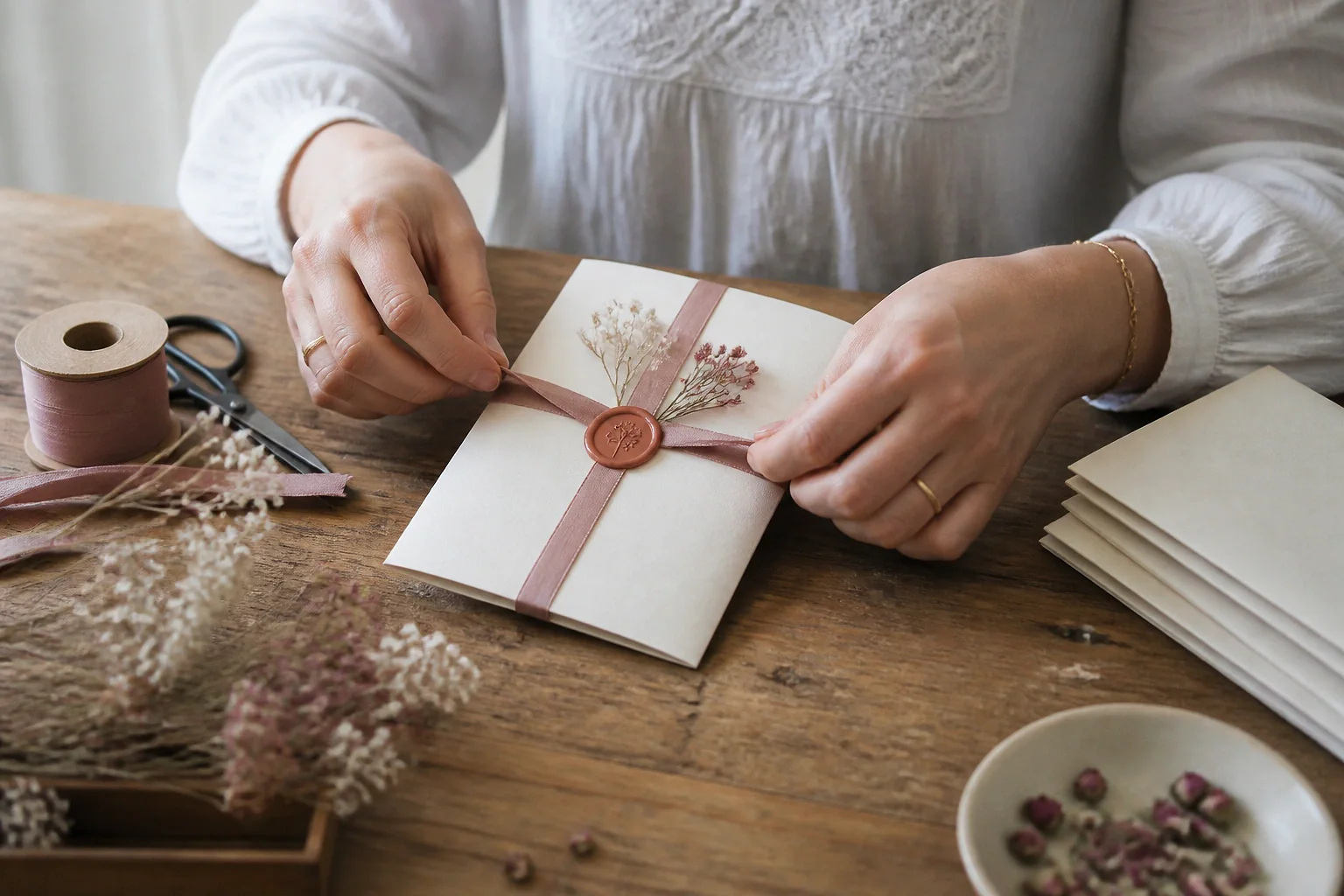 Papeterie et supports de faire-part de mariage — illustration générée par IA