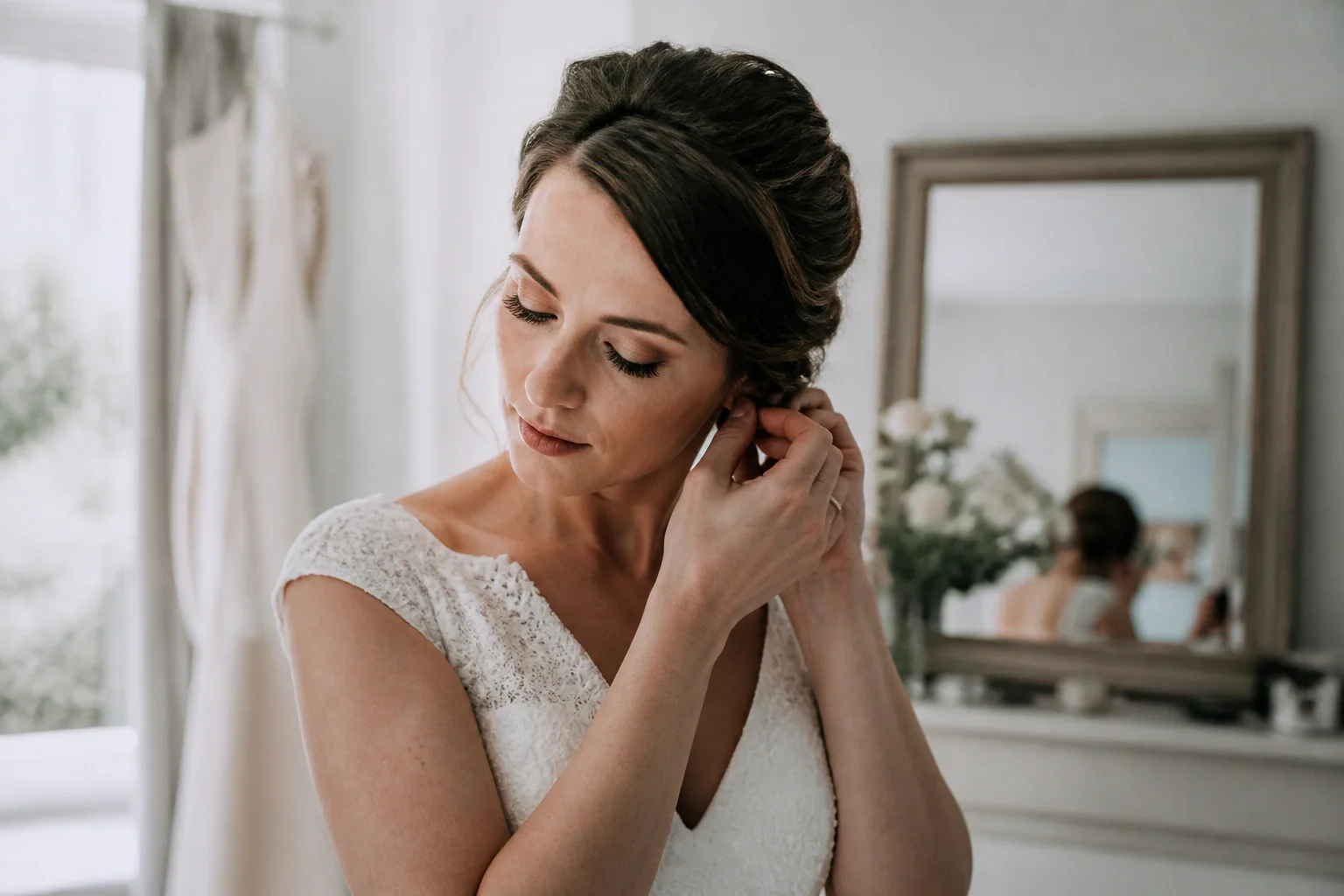 Préparation d’un maquillage de mariage — illustration générée par IA