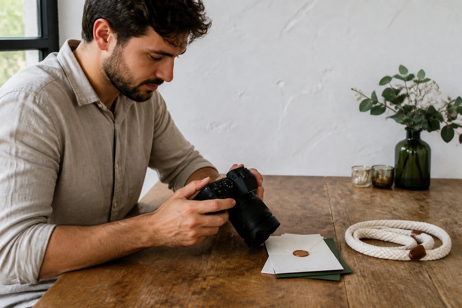 Appareil photo et accessoires de reportage de mariage — illustration générée par IA
