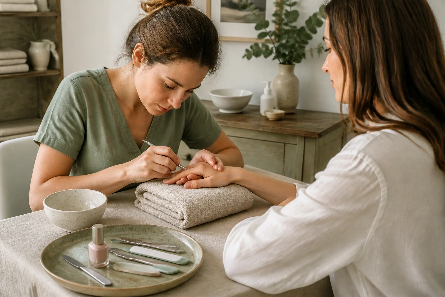 Préparation de soins esthétiques avant un mariage — illustration générée par IA