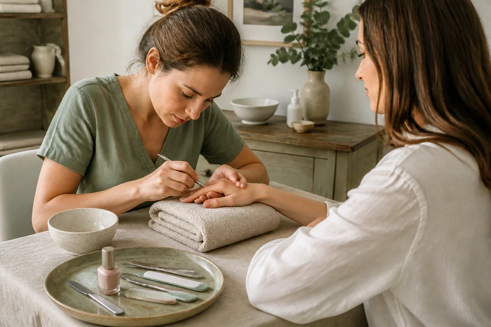 Préparation de soins esthétiques avant un mariage — illustration générée par IA